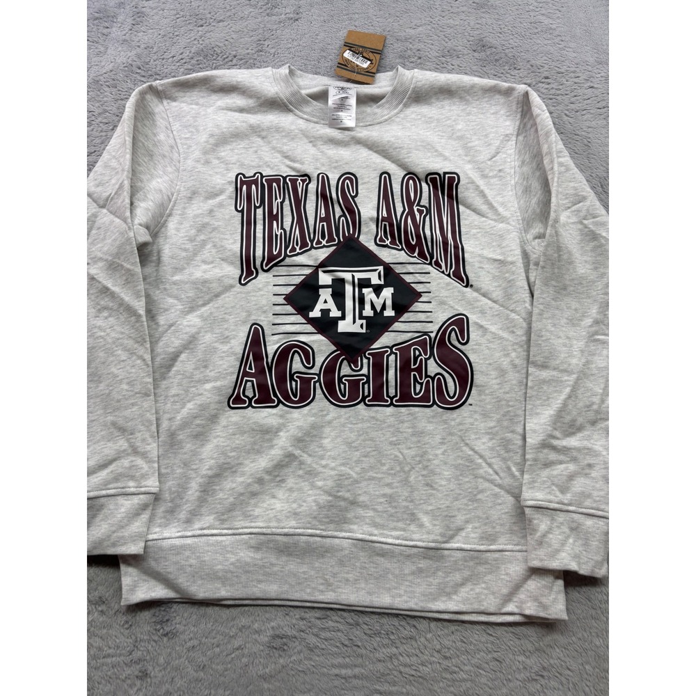 New Texas A&M Aggies Sweatshirt Gray Graphic Crewneck Womens Medium